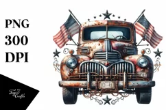 Vintage Rusty Pickup Truck with Stars Product Image 1