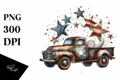 Vintage Rusty Pickup Truck with Stars Product Image 1