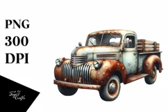 Vintage Rusty Pickup Truck with Stars Product Image 1