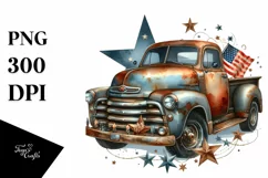 Vintage Rusty Pickup Truck with Stars Product Image 1