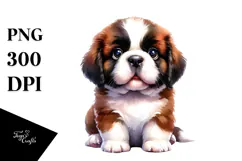 Crazy-Eyed Watercolor Saint Bernard PNG Product Image 1