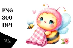 Colorful Baby Bee with Blanket, PNG Product Image 1