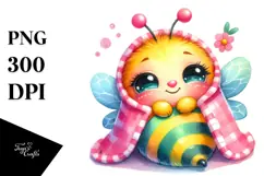 Colorful Baby Bee with Blanket, PNG Product Image 1