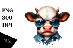 Angry Baby Cow with Sunglasses PNG Product Image 1