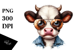 Angry Baby Cow with Sunglasses PNG Product Image 1