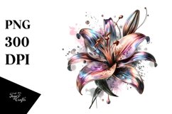 Abstract Shiny Lily, White Background | Sublimation Clipart Product Image 1
