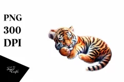 Baby Tiger Sleeping On the Moon with Flowers | Sublimation | Product Image 4