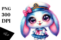 Goofy Cute Baby Bunny in Sailor Outfit JPEG Product Image 1