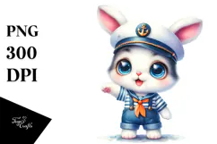 Goofy Cute Baby Bunny in Sailor Outfit JPEG Product Image 1