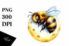 Baby Bee Sleeping On the Moon | Sublimation | Clipart Product Image 1