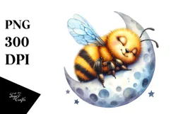 Baby Bee Sleeping On the Moon | Sublimation | Clipart Product Image 1