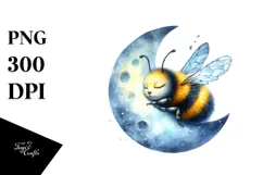 Baby Bee Sleeping On the Moon | Sublimation | Clipart Product Image 1