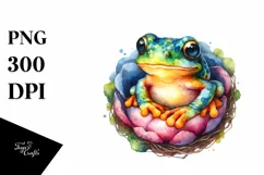cColorful Watercolor Baby Frog Clipart Product Image 1