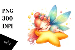 Colorful Fairy Napping on Star Product Image 1