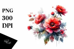 Watercolor Vibrant Red Flowers Summer Sticker Product Image 1