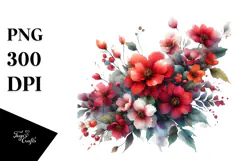 Watercolor Vibrant Red Flowers | Clipart Product Image 1