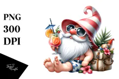 Whimsical Gnome with Cocktail, High-Res PNG Product Image 1