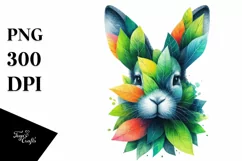Abstract Bunny with Plant Leaves, PNG Product Image 3