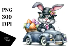 Goofy Bunny in Car with Sunglasses PNG Product Image 1