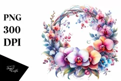 Colorful Wreath with Pink Orchid Clipart Product Image 3