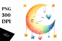 Simple Half Moon with Blood and Hearts PNG Product Image 1
