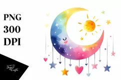 Simple Half Moon with Blood and Hearts PNG Product Image 1