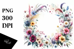 Vibrant Wildflowers Frame with Colorful Touch Clipart Product Image 1