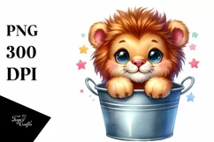 Baby Lion in Bucket PNG Product Image 1