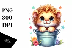 Colorful Smiling Lion in Bucket | Sublimation | Clipart Product Image 3