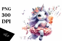 Watercolor Baby Unicorn Tango Dancer PNG Product Image 3
