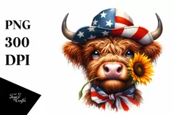 Shy Highland Cow Portrait Sublimation Clipart Product Image 3