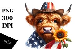 Caricature-Like Highland Cow Portrait Wearing | Sublimation Product Image 1