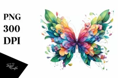 Abstract Butterfly with Plant Leaves, PNG Product Image 3