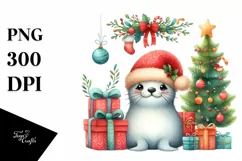 Whimsical Seal with Santa Hat PNG Product Image 3