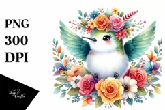 Hummingbird Flower Crown Sublimation Clipart Product Image 1