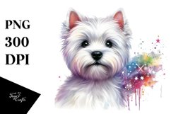 Watercolor Cute Vibrant West Highland White Terrier Clipart Product Image 3