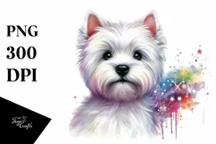 Watercolor Cute Vibrant West Highland White Terrier Clipart Product Image 3
