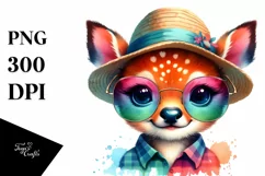 Colorful Baby Deer Clipart PNG Product Image 1