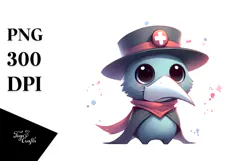 Cute Plague Doctor with Flower Crown PNG Product Image 1