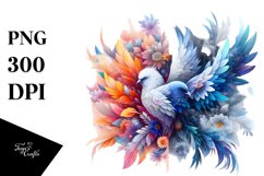 Ice Bird with Ice Flowers PNG Product Image 3