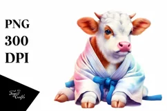 Baby Cow with Dojo Background PNG Product Image 1