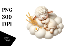 Baby Lamb Dressed for Summer Sleeping on Cloud Product Image 1