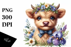 Cute Baby Highland Cow Watercolor Product Image 1