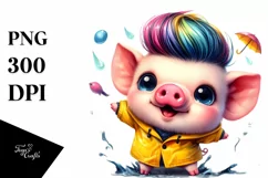 Excited Baby Pig Playing PNG Product Image 3