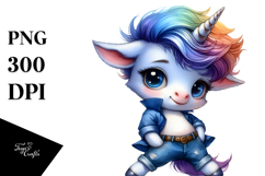 Cute Baby Unicorn with Jeans, High-Res PNG Product Image 1
