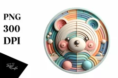 Colorful Bear Round Ornmaent PNG Product Image 1
