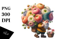 Small Gnome Lobelia Bouquet | Sublimation | Clipart Product Image 3