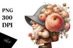 Small Gnome Lilac Ranunculus Bouquet | Sublimation | Clipart Product Image 3