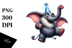 Exaggerated Elephant with Party Hat PNG Product Image 1