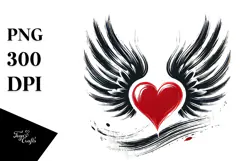 Heart with Wings, Simple Design, PNG Product Image 1